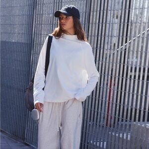 Free People Movement FPM White Restoration Layer Long Sleeve MockNeck Top Size M